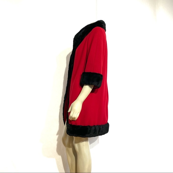Vintage Red and Black Wool Coat - Picture 3 of 14